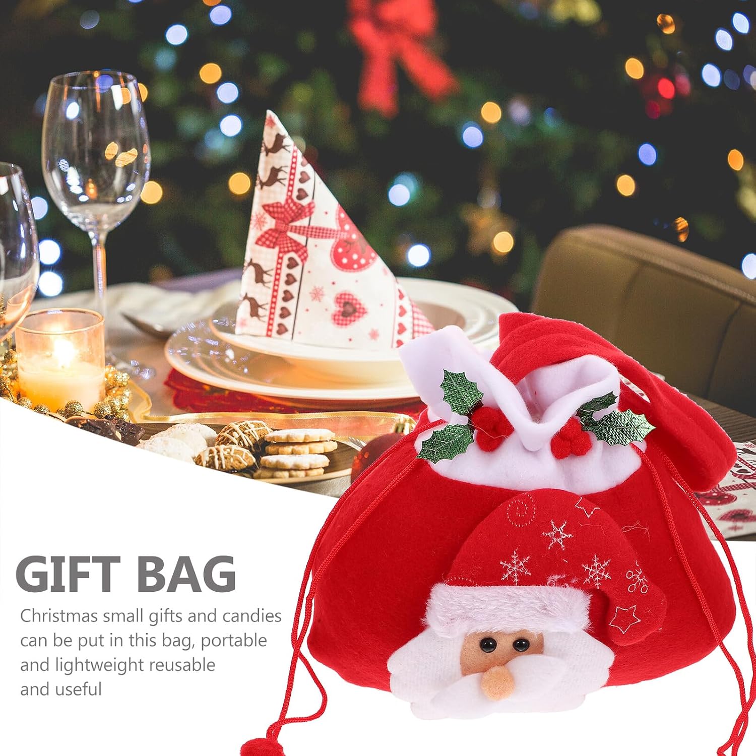 UPKOCH 2pcs Christmas Gift Pouches Xmas Sweet Bags for Biscuits image 4