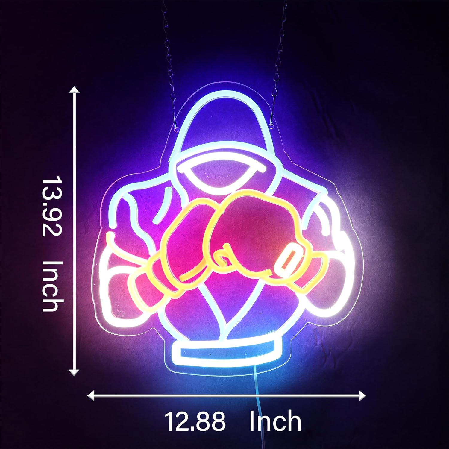 Boxing Neon Sign Suitable for room decoration, bar, game room, man den, boxing gym decoration, gift for boxing fans 14.4 * 13.2 inches