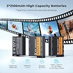 K&F CONCEPT 3 Pack Osmo Action Extreme Battery Plus (2100mAh) and USB C Fast Charging Case Set, Compatible with DJI Action 6 Osmo 360 Action 5 Pro Action 4 Action 3 Cameras