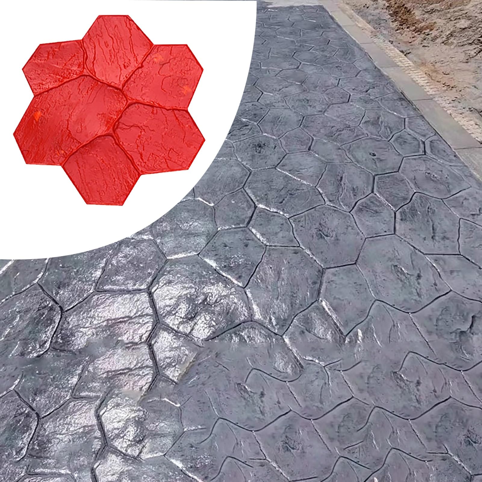 Tampone per timbri in calcestruzzo per patio, tappetino di timbratura di texture di piastrelle di pietra realistica, stampo in poliuretano senza cuciture per pavimento in ardesia