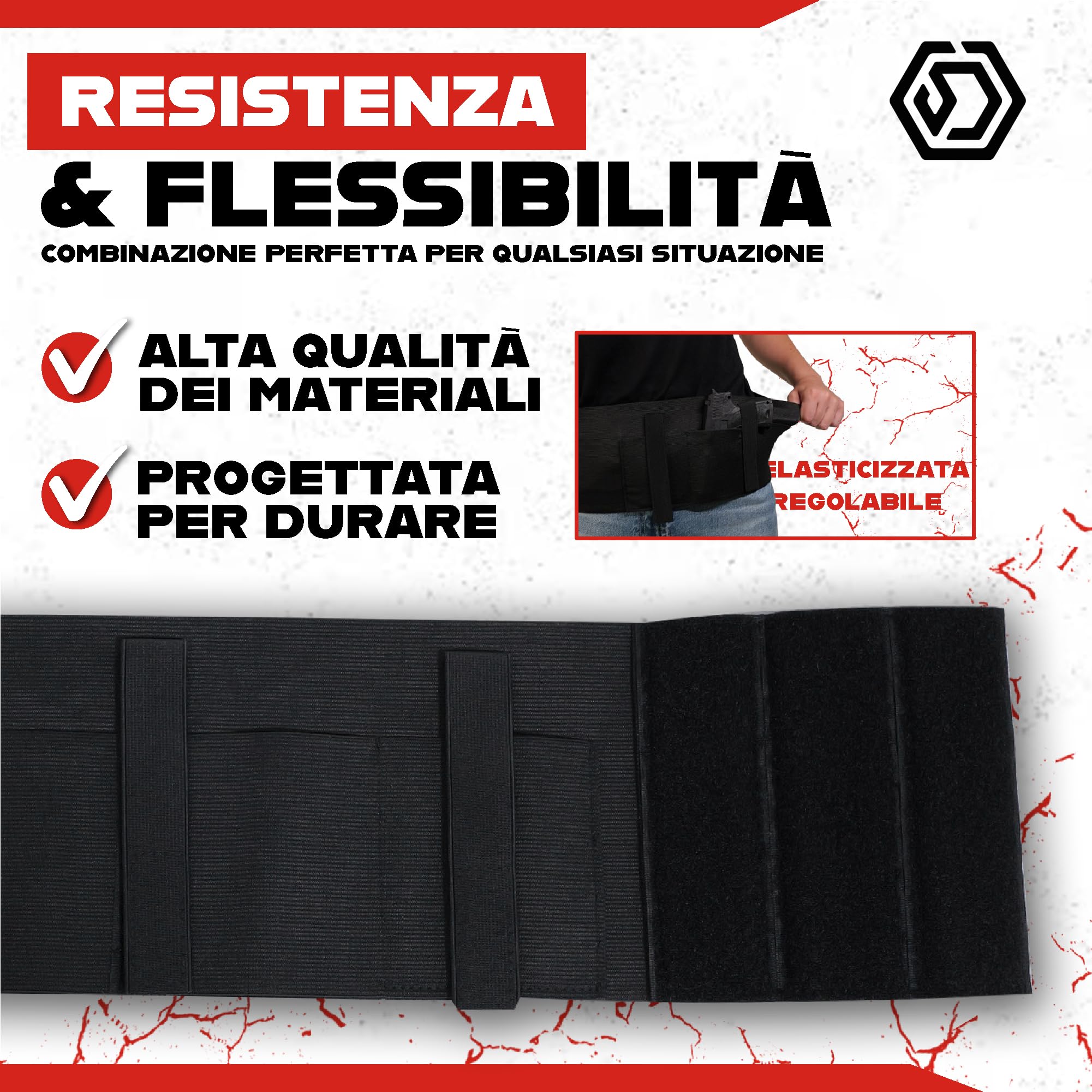 Fondina Pistola Nascosta Elastica Universale - Cintura Tattica Antiscippo Multiuso anche per Telefono, Portafoglio e Chiavi