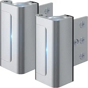 Rerishom 2 Pack Door Lock Withstand 800 lbs for Inward Swinging Door,Door Reinforcement Lock with 8 Screws to Prevent Unau...