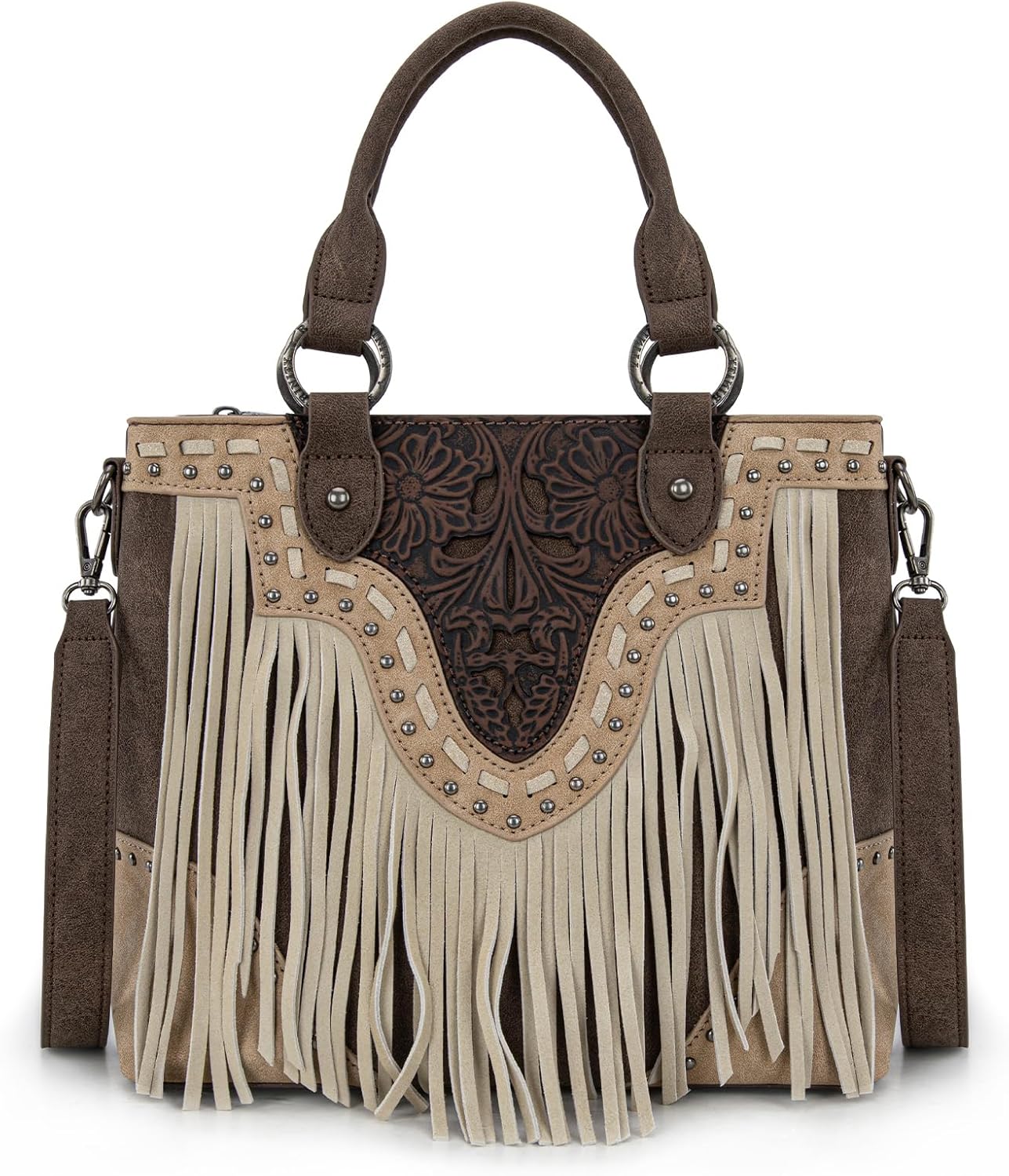Trinity Ranch Tote Bag Floral Tooled Fringe Western Handbag