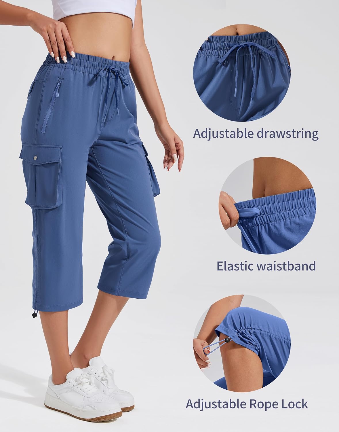 Pioneer Camp Women's Cargo Capris Hiking Pants Lightweight Quick Dry Outdoor Camping Stretch Summer Pants for Women Casual