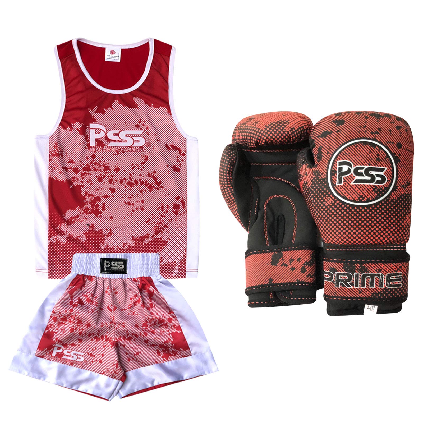 Uniforme de boxe enfants complet avec gants soft shell 4oz - 8