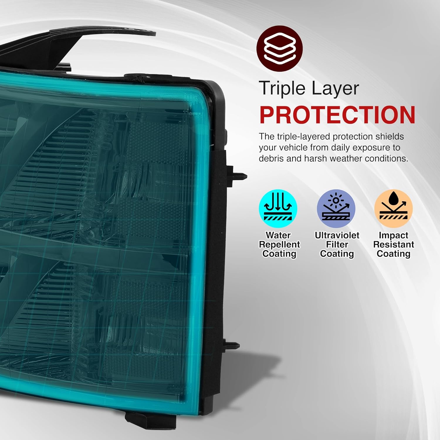 AJP Distributors Projector LED DRL Tube Driving Head Lights Lamps Housing Pair Compatible/Replacement For Silverado 1500 2500HD 3500HD 2007 2008 2009 2010 2011 2012 2013 2014 07 08 09 10 11 12 13 14