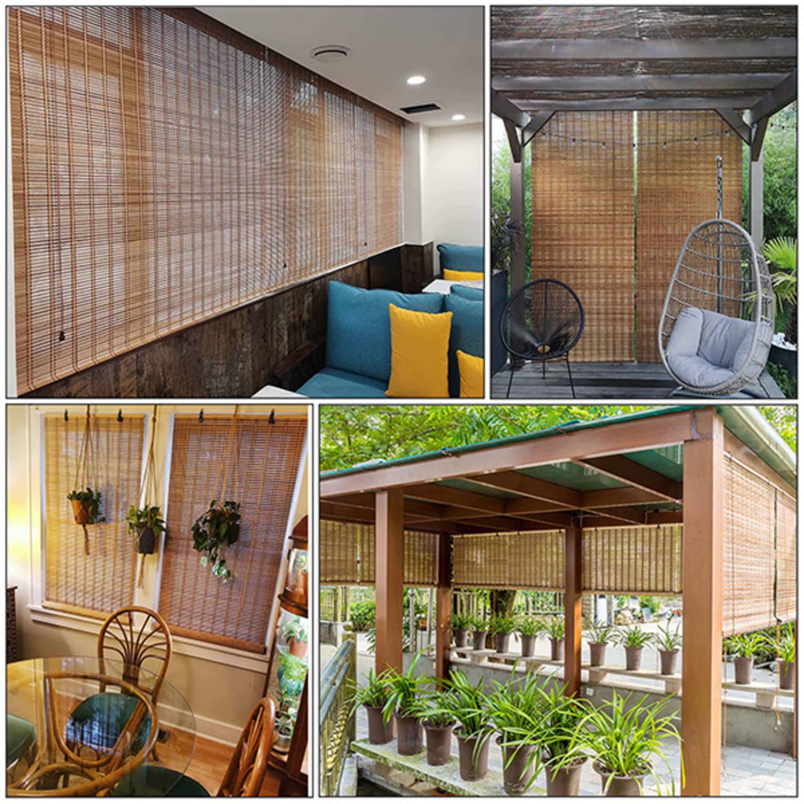 Bambus Vorhang Fensterrollo, Natürliche Bambusrollos, Holz Venezianische Jalousie, Roman Jalousien, Jalousette 50-150cm/20-59in Breit,WxH-70x180cm/28x71in