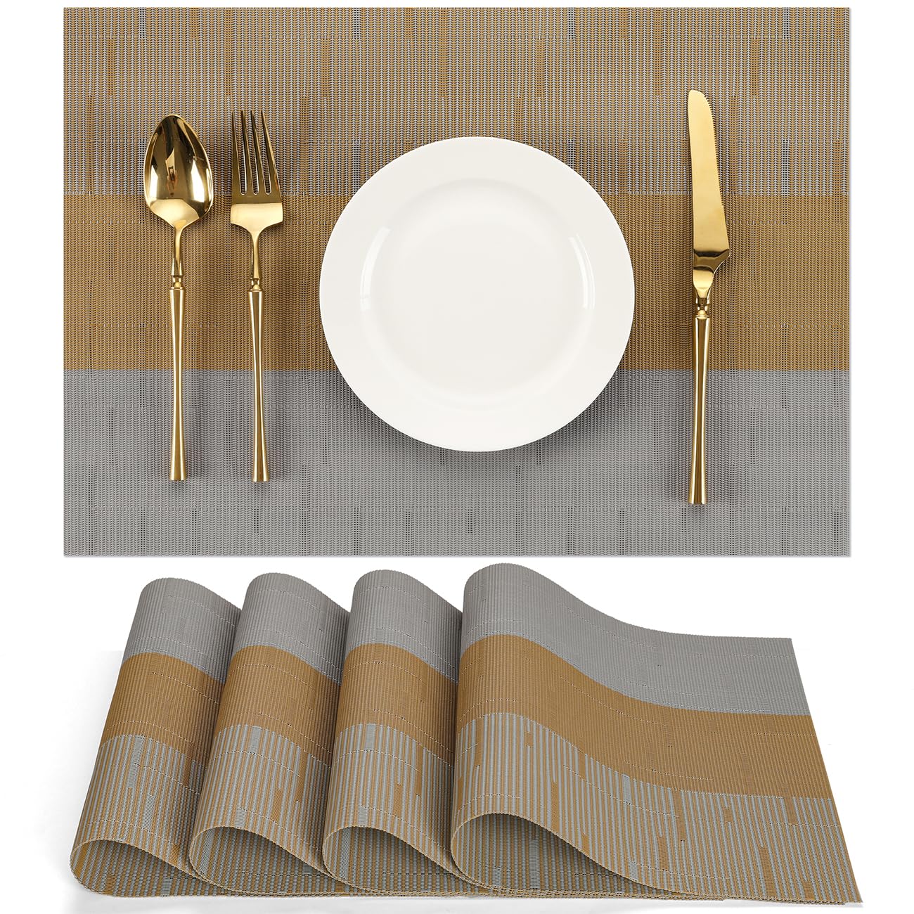 Chitomars Placemats Set of 4, Vinyl Woven Heat-Resistant Place Mats