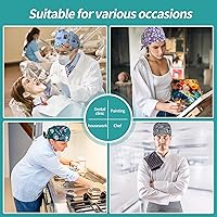Vista 5 de VIAOLI Gorras dentales para mujeres con botones, gorro de dentista, gorra de trabajo, gorras para enfermeras, cubierta de pelo, sombreros de médico