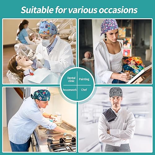 Miniatura 5 de VIAOLI Gorras dentales para mujeres con botones, gorro de dentista, gorra de trabajo, gorras para enfermeras, cubierta de pelo, sombreros de médico