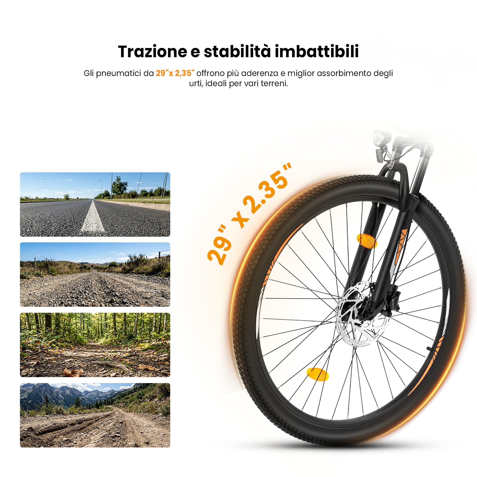Touroll Bicicletta Elettrica U2/U3 Pro, Mountain Bike Elettrica con Pneumatici da 29'', Autonomia di 150km, Freno a Disco Idraulico + E-Brake, Sospensione Totale, Adatta a Qualsiasi Terreno