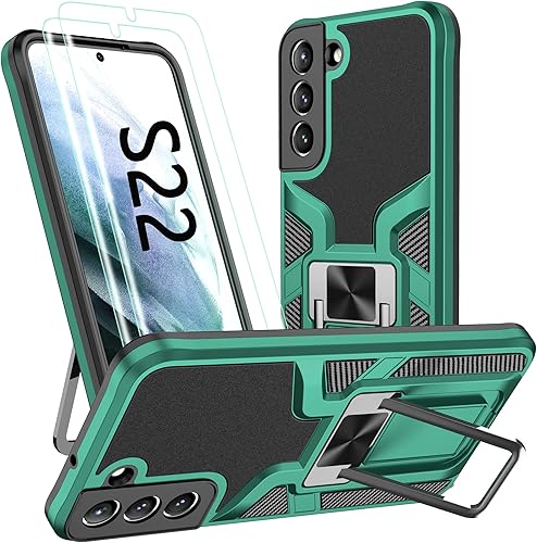 Funda para Samsung Galaxy S22, S22 con protector de pantalla de TPU flexible autorreparable 2 unidades, grado militar doble a prueba de golpes con