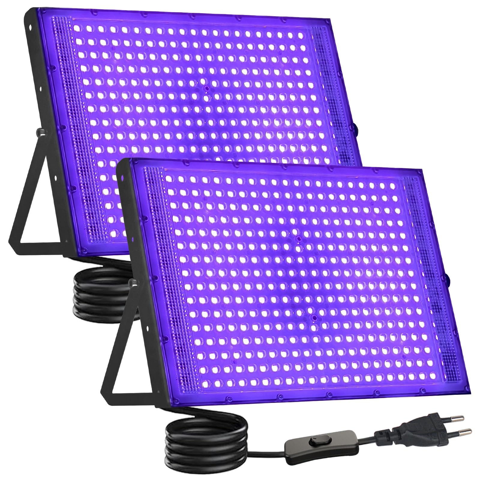 CREATESTAR LED Luce Nera 300W 2 Sztuki, Faro UV IP66 Wodoodporny z Wtyczką 1,5m