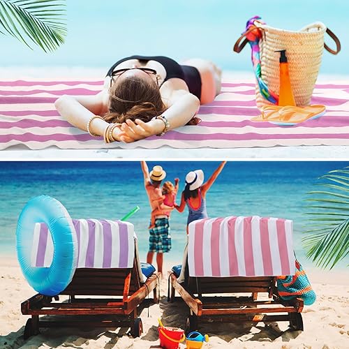 Miniatura 5 de EBOOT Paquete de 10 toallas de playa de gran tamaño, toallas de piscina extra grandes, de microfibra, de secado rápido, para adultos, mujeres,