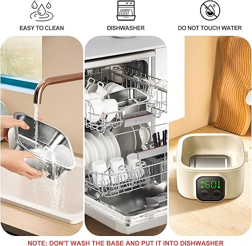 Miniatura 6 de Fiambrera eléctrica inalámbrica para niños y niñas, caja Bento con termos, calentador de alimentos autocalentable recargable con recipiente SS de