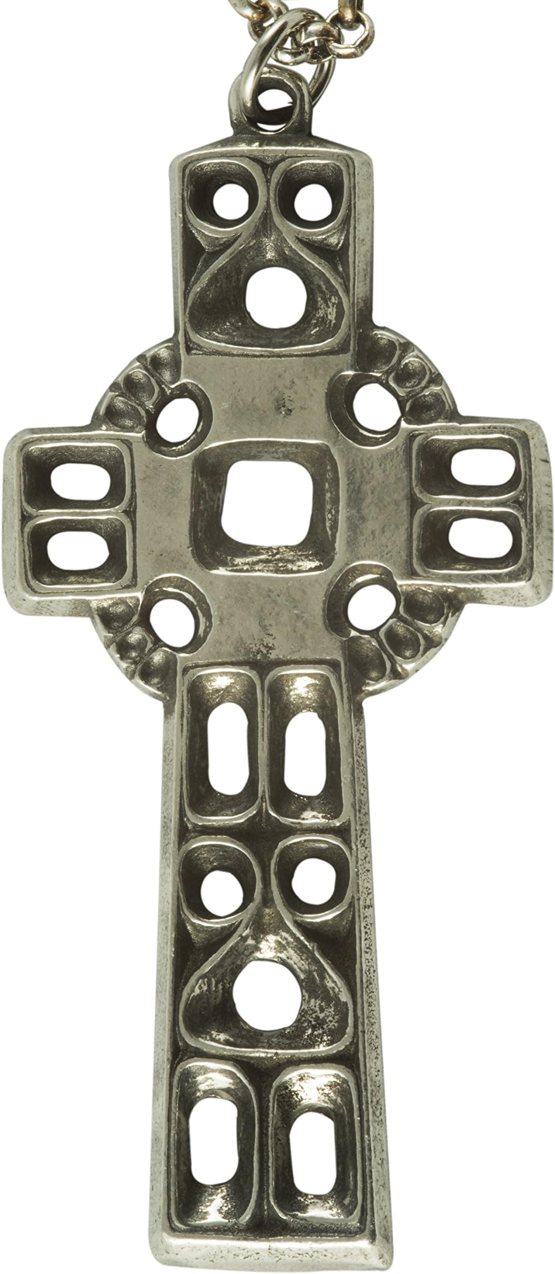 Pewter Medieval Viking Cross Necklace on a 32" Pewter Chain