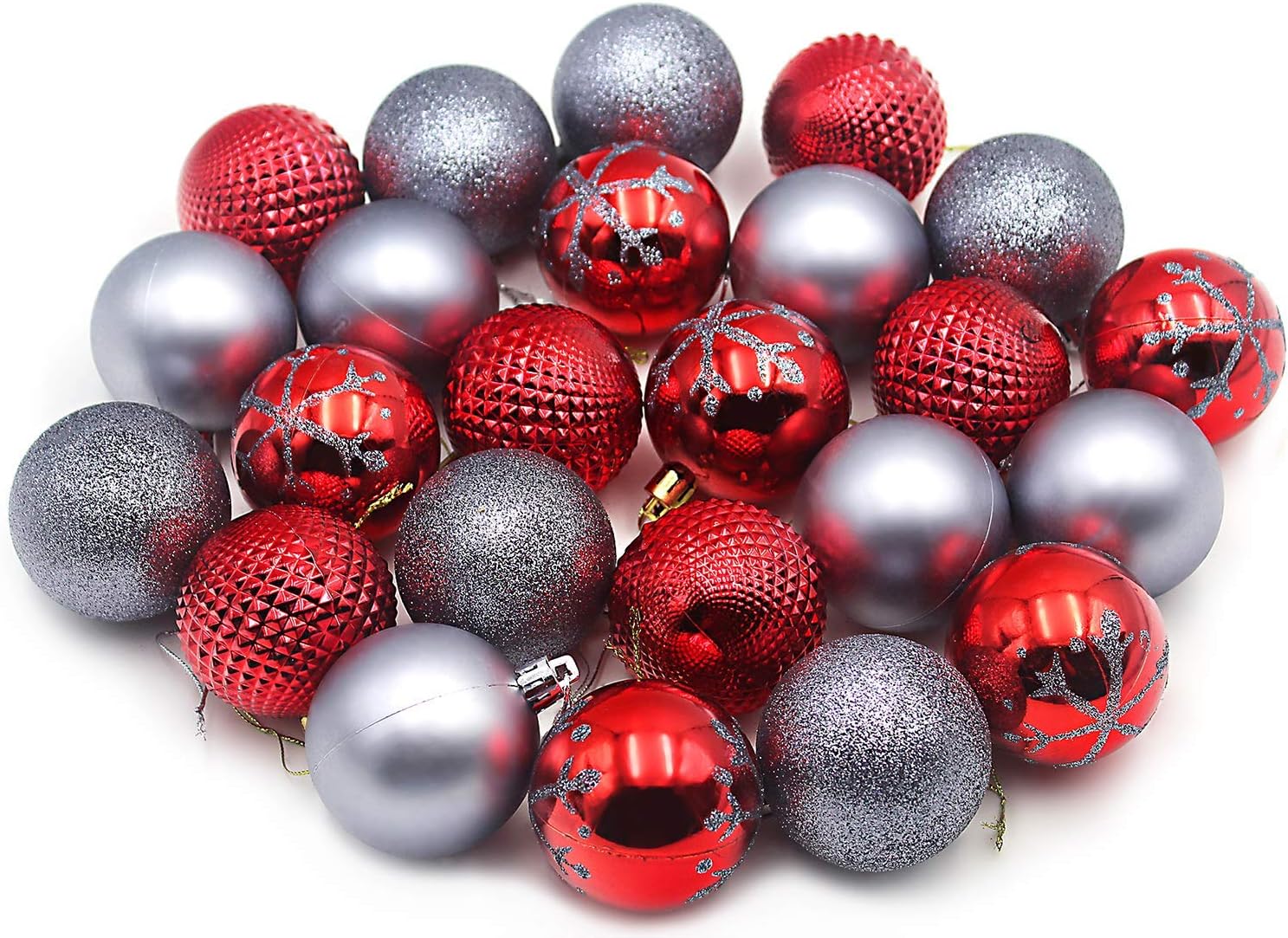 Woowell Shatterproof Christmas Tree Ornaments Decoration Large Size 2.36"/60mm Xmas Balls (ironred)