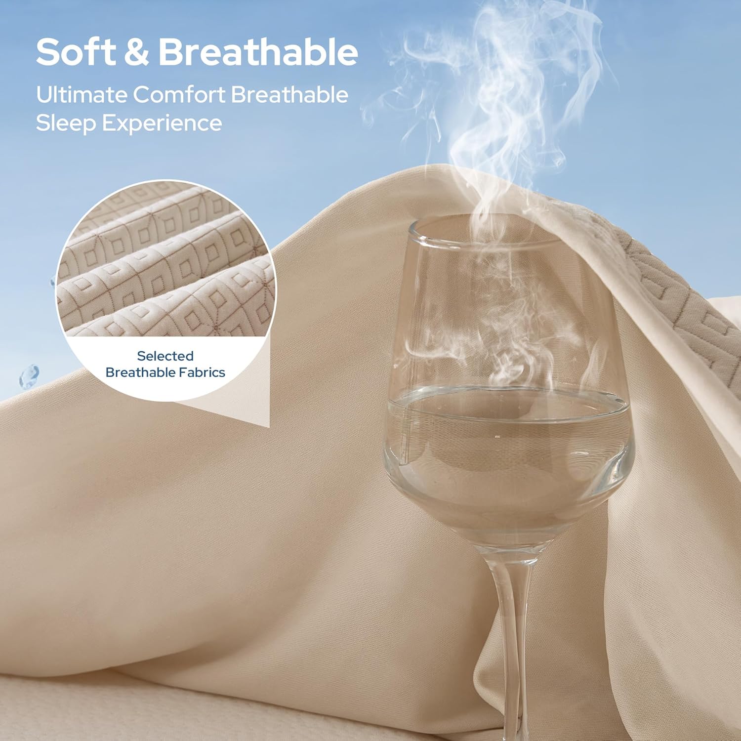 BEDLORE Twin XL Size Mattress Protector, Waterproof Noiseless Mattress Cover with Stretchable Pockets for 6-15 inches Mattress, Soft Breathable Mattress Pad for College Dorm (Beige)