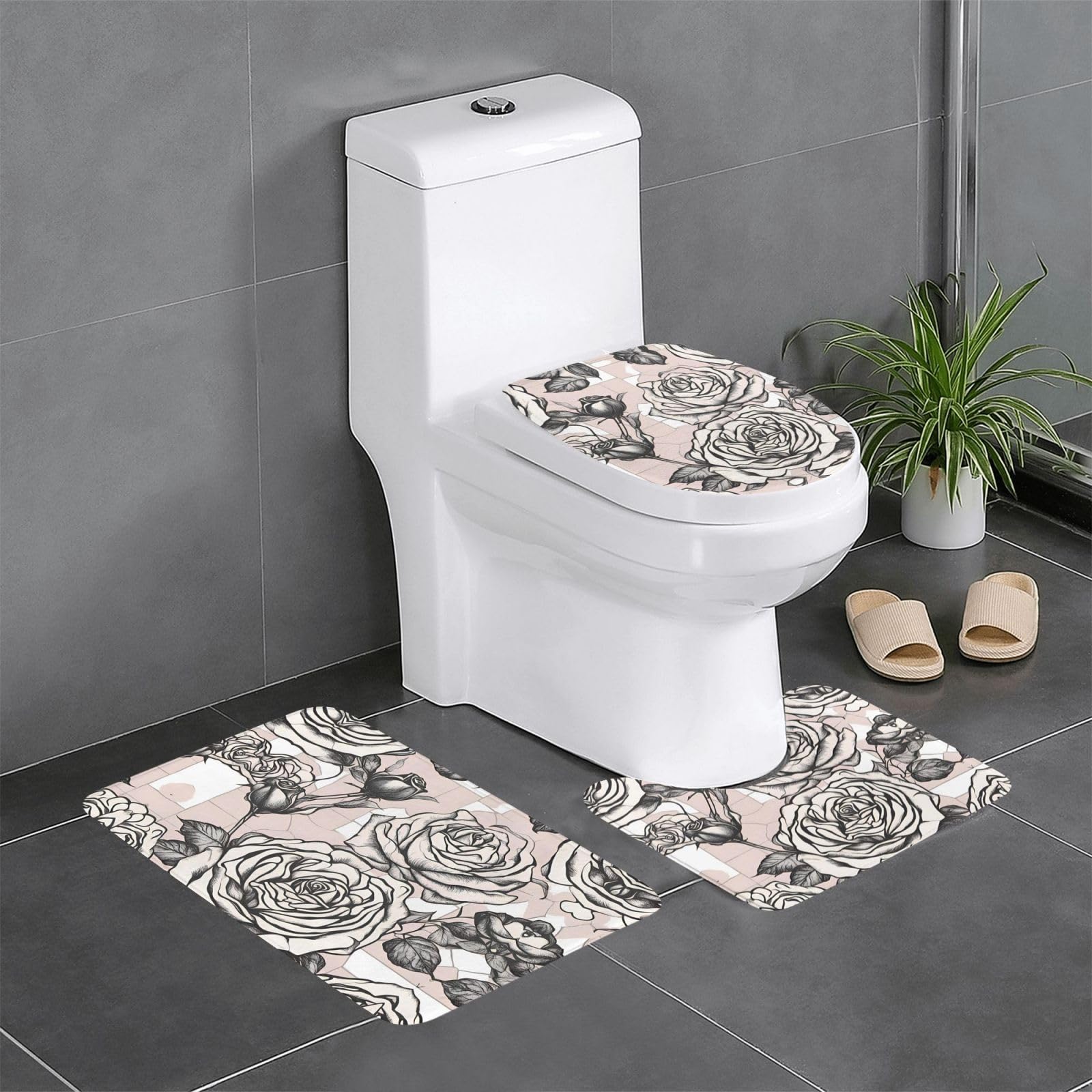 Tapis de salle de bain absorbant et facile à nettoyer lot de 3