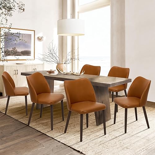 Miniatura 8 de COLAMY Juego de 2 sillas tapizadas para comedor, silla moderna de tela para comedor y cocina con asiento acolchado y patas de madera para