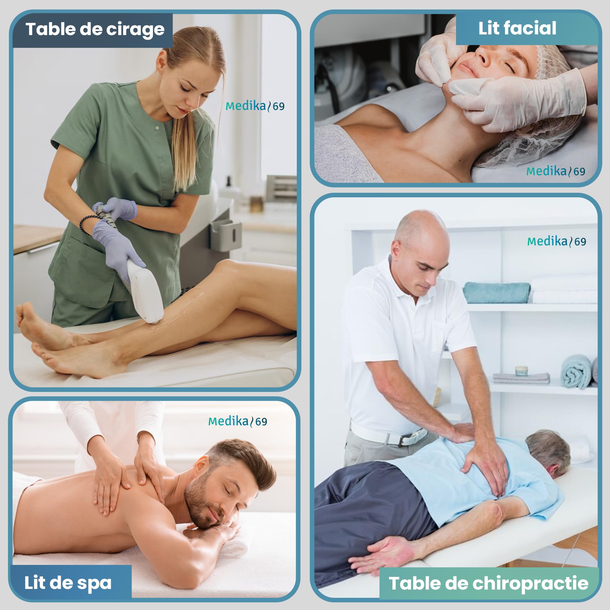 Draps d'examen gauffre point à point pure ouate 2x17.5g/m² - Carton de 9 rouleaux - 2 plis - 121 formats 50x37cm - DRP-MDK9001- Certifié France Medical Industrie