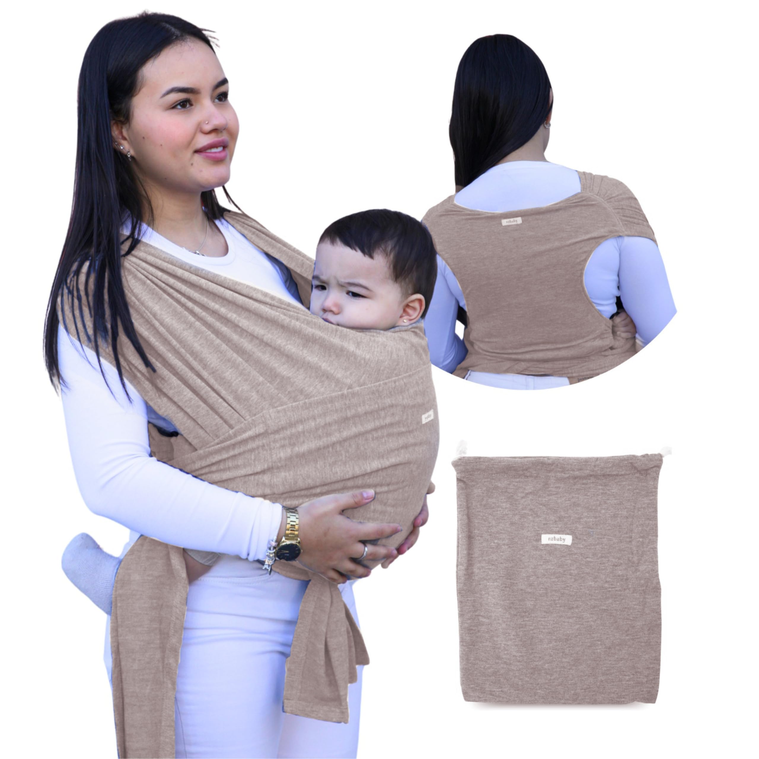 Fular Portabebé Elástico Unisex con Anillas - Porta Bebé Recién Nacido | Fácil de Usar y Seguro | Porteo Bebé Ergonómico y Transpirable - Hasta 20 kg | Bolsa de Transporte y Caja de Regalo Incluidas