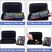 Vista 5 de SIQUK Dice Case DND Dice Box Dice Storage Case Dice Organizer Holder with Handle Removable Slotted Tray Holds 8 Sets DND Dice for Dungeons & Dragons