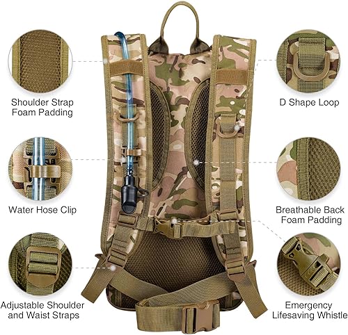 Miniatura 4 de 3L Hydration Backpack, Water Backpack with TPU Water Bladder, Tactical Hydration Pack for Men Women, Perfect Molle Water Backpack for Hiking,