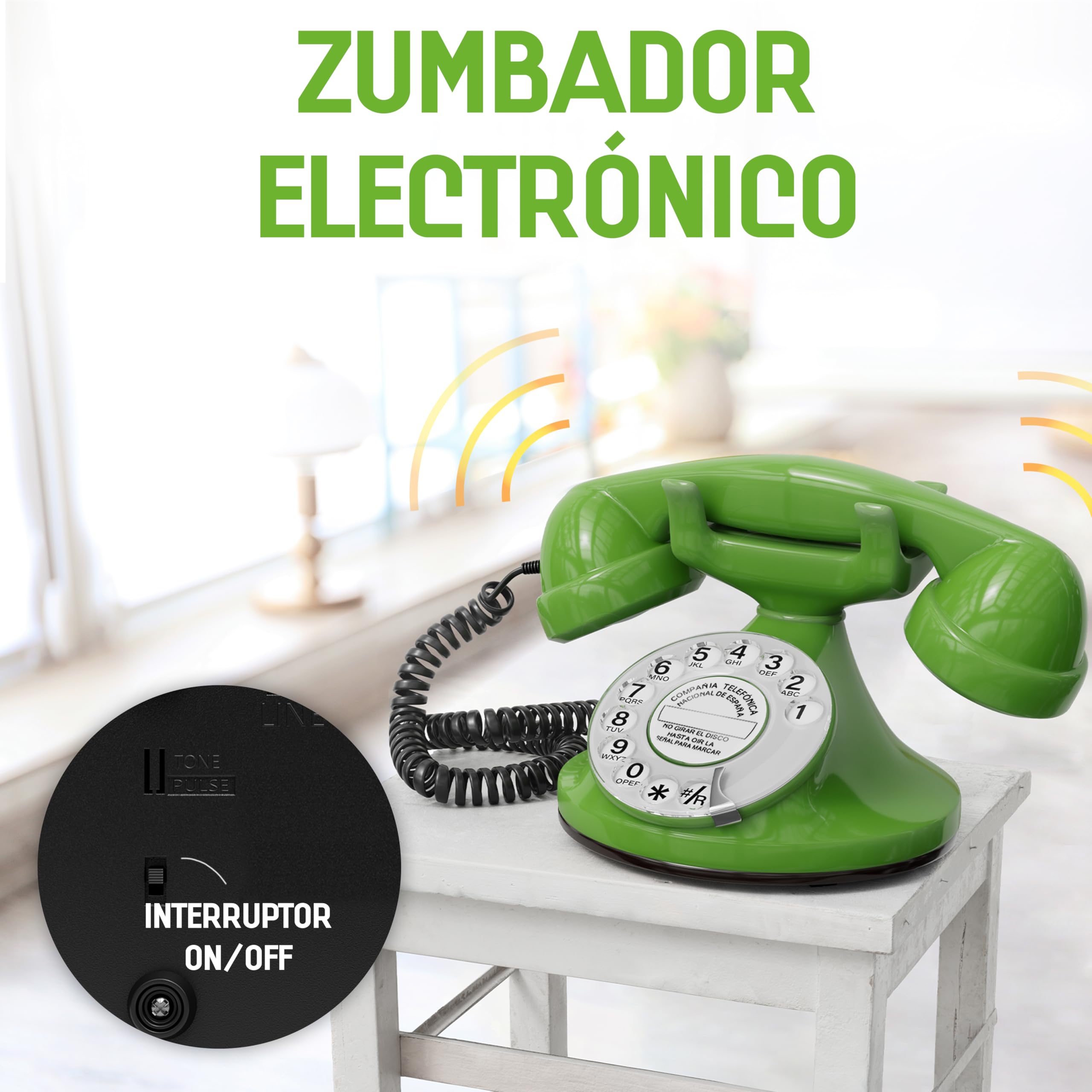 Opis FunkyFon Cable: El Teléfono Fijo Retro Vintage, un Teléfono Antiguo y Clásico para tu Casa Verde — view 4