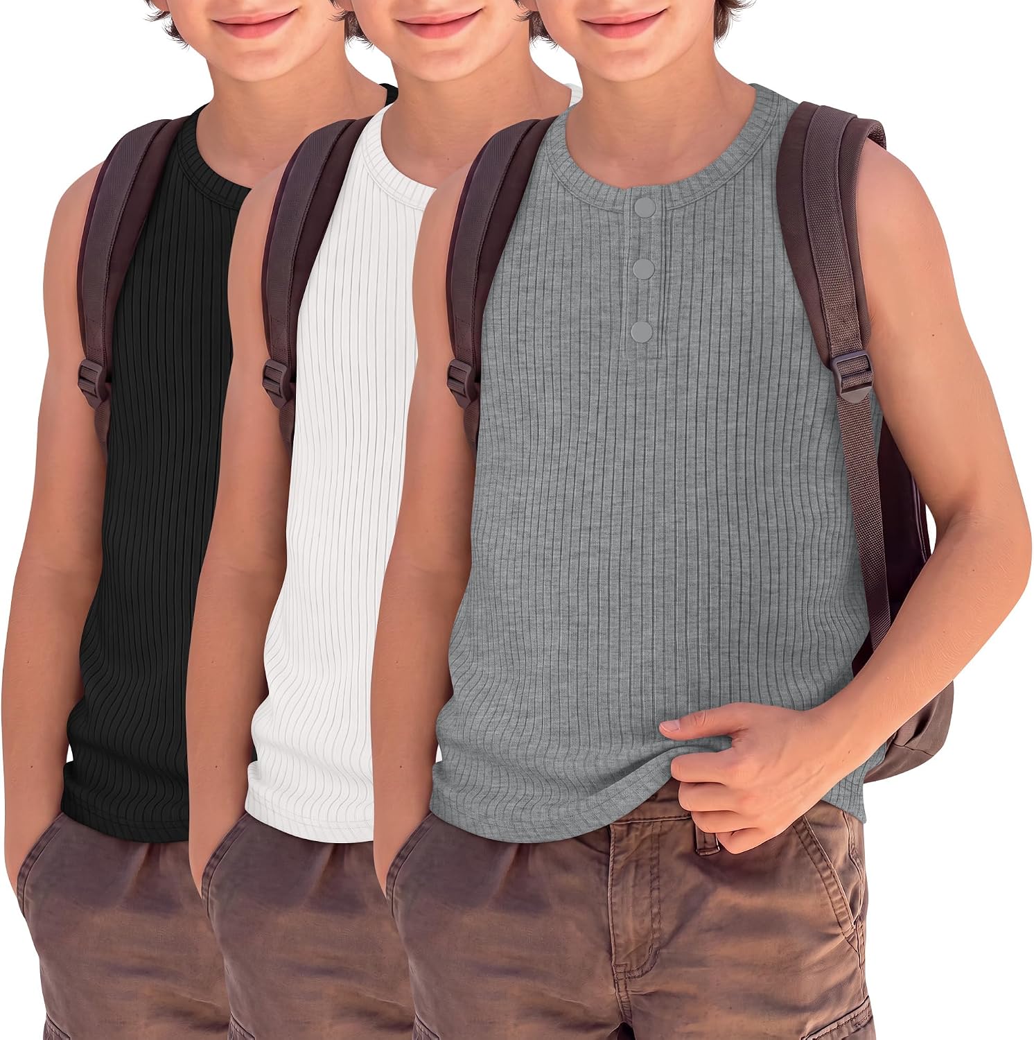 3 Pack Toddler Boys Tank Tops