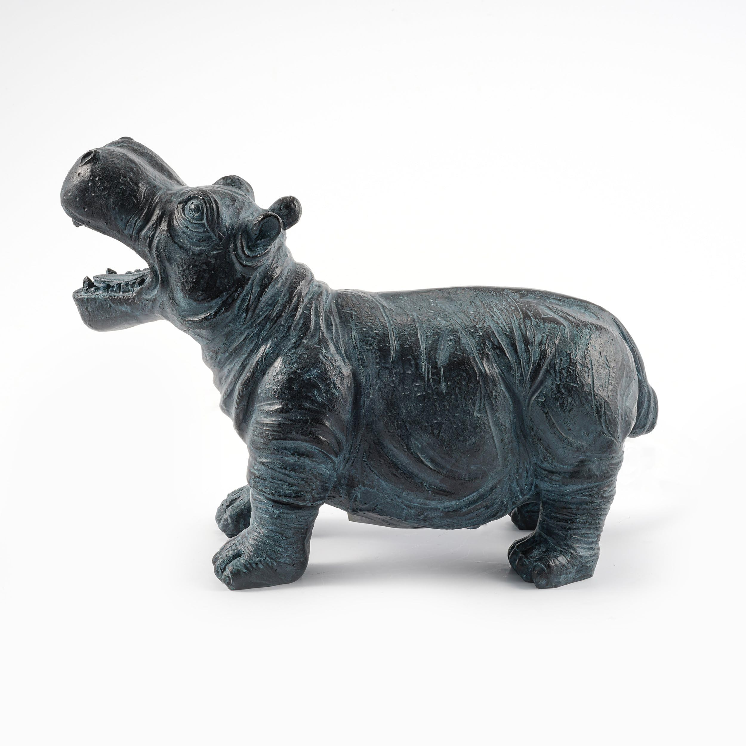 Esotec Solar Wasserspeier Set Hippo Nilpferd, Solarpumpe, Teichfigur Gartenfigur Gartenstatue, Tauchpumpe, Gartenbrunnen, Springbrunnen für außen Outdoor, Vogeltränke H=20cm 101658