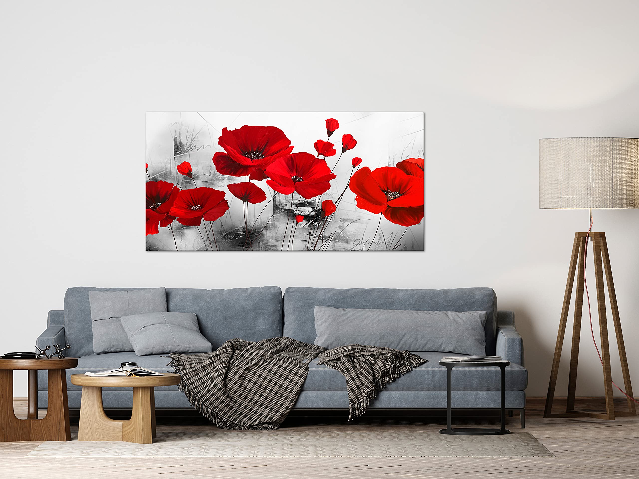 murando - Leinwandbild Natur grau rot, Schlafzimmer, Wohnzimmer, Kunstdruck | Hochwertige Leinwand, sofort aufhängbar, ideal fürs Wohn- oder Schlafzimmer, wasserfest und lichtecht, langlebig, stilvoll