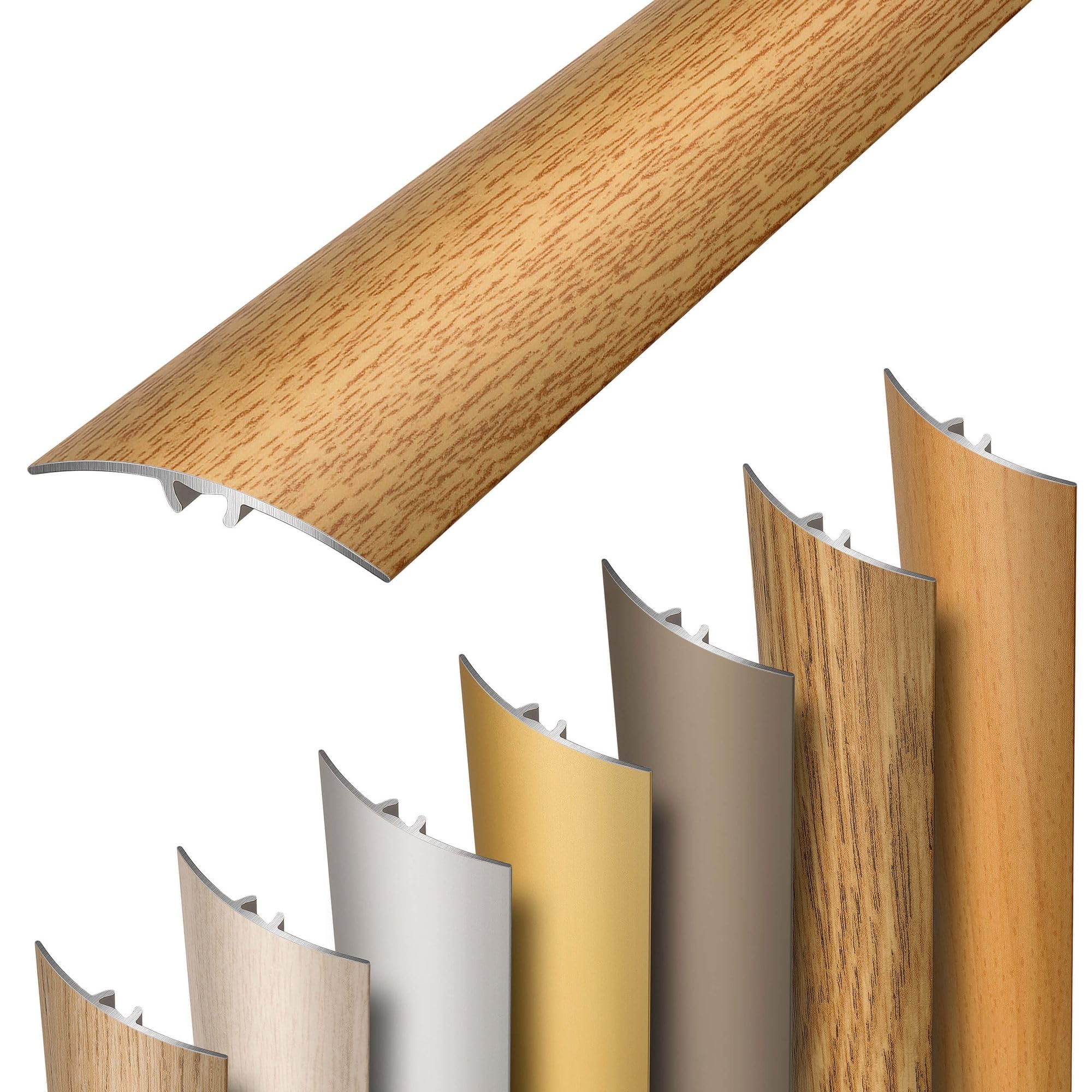 Dalsys self-Adhesive Transition Strip 93cm x 30mm (36.6" x 1.18") Aluminium, Clip-in and Join, Floor Threshold with Height Compensation, Premium Oak Finish โ image 1