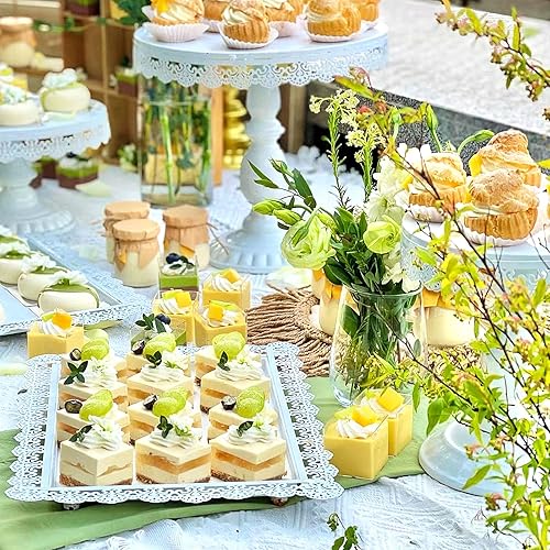 Miniatura 3 de Juego de 7 soportes blancos para tartas, soportes de exhibición de mesa de postres de metal, bandejas de postre, soporte para cupcakes escalonados,