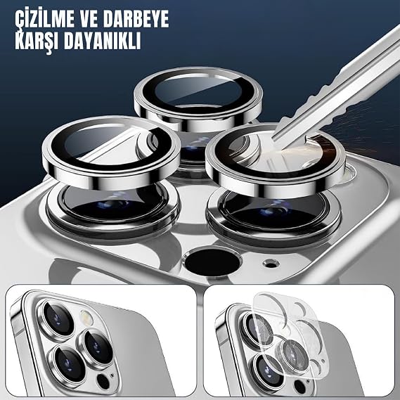 MADNOVA Camera Protector for iPhone 12 Pro Max Tempered Glass iPhone Camera Lens Protector with Iphone Aluminum Alloy Frame (SILVER)