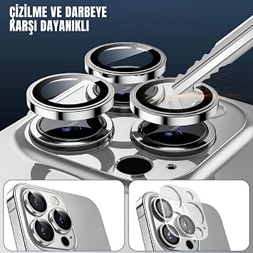 MADNOVA Camera Protector for iPhone 12 Pro Max Tempered Glass iPhone Camera Lens Protector with Iphone Aluminum Alloy Frame (SILVER)