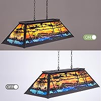 Vista 5 de TOCHIC Lámpara de mesa de billar vintage de 48 pulgadas, lámpara de araña de comedor de granja de 6 luces, lámpara de billar con estilo Tiffany