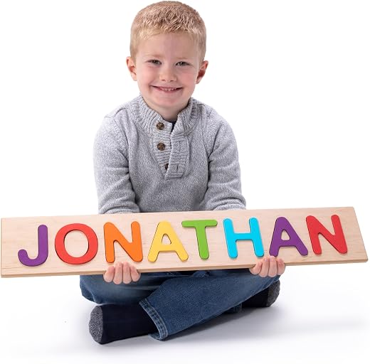 Fat Brain Toys Fat Brain Toys Wooden Personalized Name Puzzles for Toddlers 1-3+, Custom Puzzles, Flat Rate up to 9 Letters