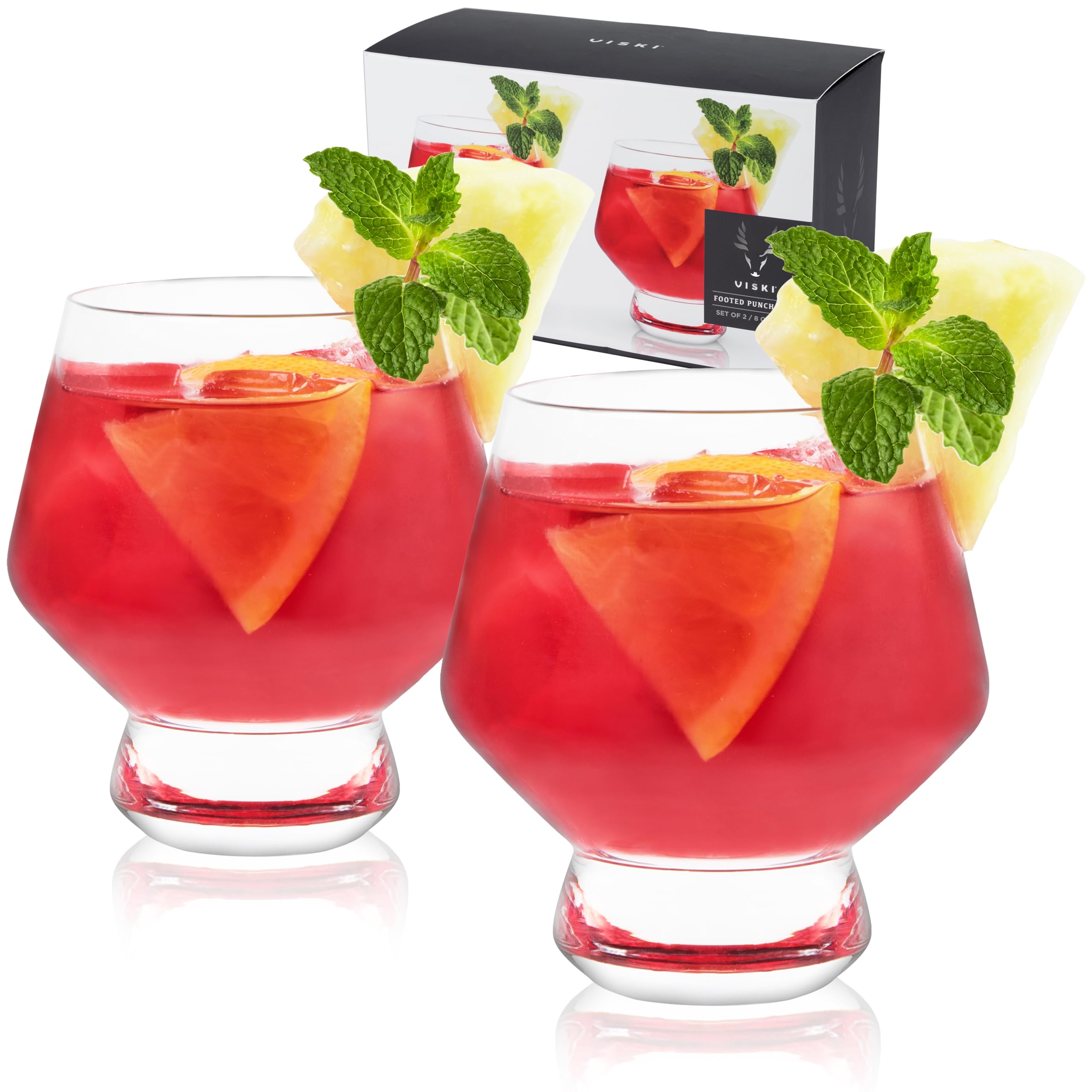 Viski 6448 Raye : tasses à punch sur pied, verre (cristal sans plomb), 237 ml, multicolore