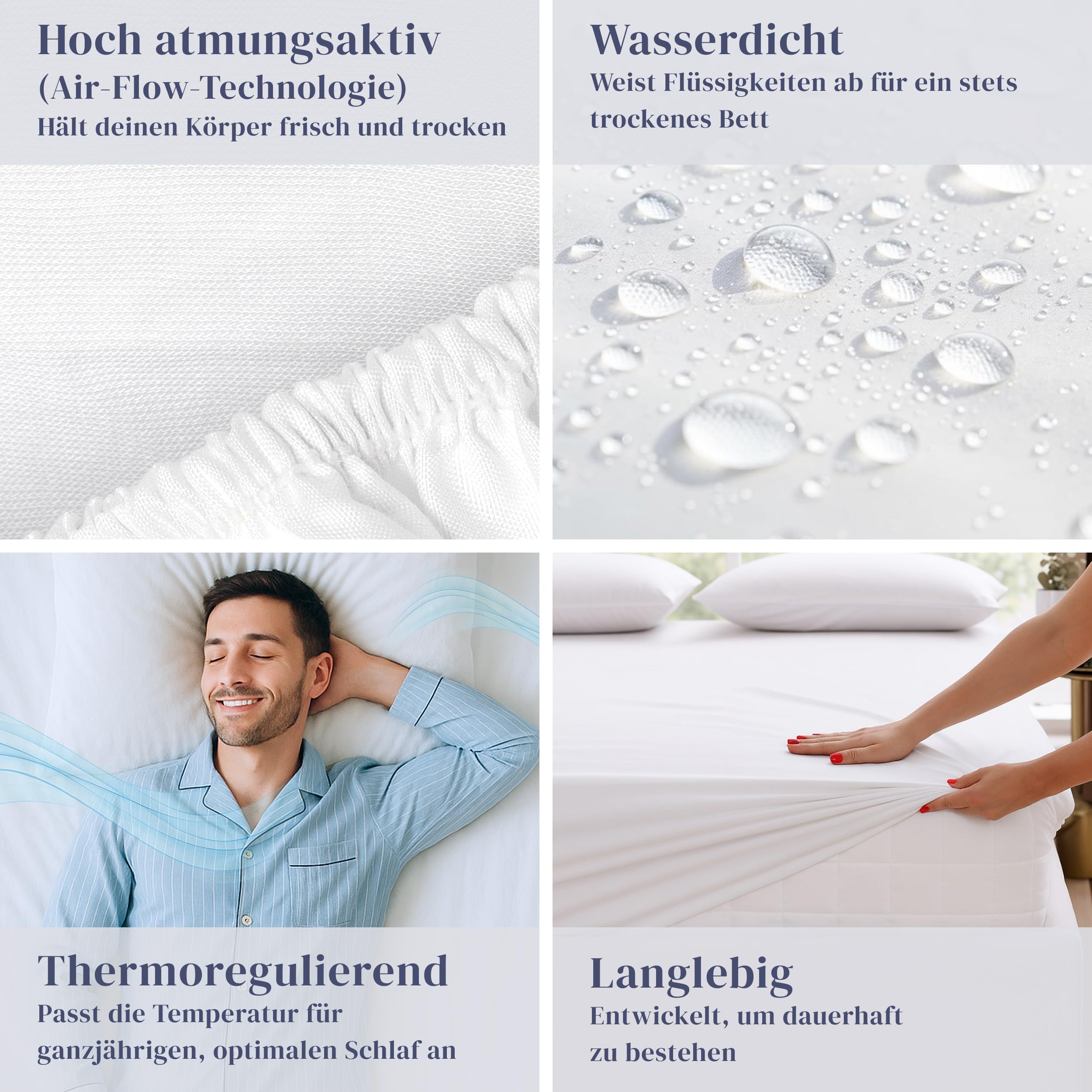 Ferò Wasserdichter Matratzenschoner 180x200 cm Premium aus Tencel, Oeko-TEX, Hergestellt in der EU – Atmungsaktiv, Antibakteriell, mit Elastischen Ecken – Für Matratzen bis 30 cm Höhe