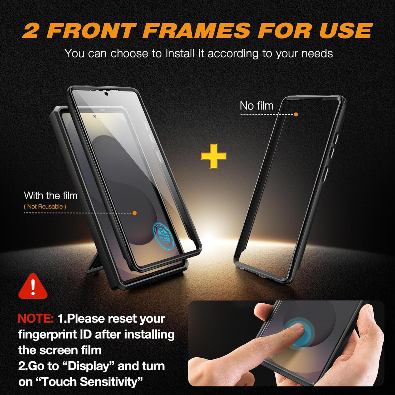 TONGATE for Samsung Galaxy S25 Ultra Case, [Built-in Slide Camera Cover & Screen Protector] [2 Front Frames] Full-Body Heavy Duty Shockproof S25 Ultra Phone Case with Stand & Belt Clip Holster, Black - Image 5