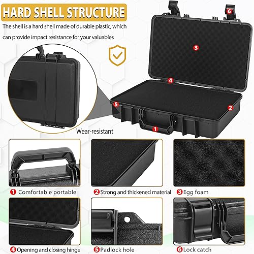 Miniatura 31 de Funda protectora rígida a prueba de golpes resistente al agua con inserto de espuma personalizado para cámara, etc., 11 x 9.5 x 5 pulgadas