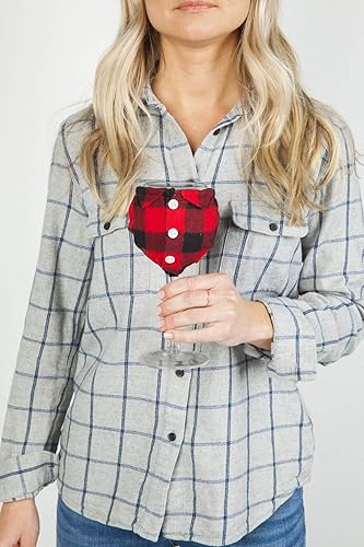 Miniatura 7 de BigMouth Inc. The Flannel Shirt - Copa de vino de 14 onzas con gráficos de árbol de hoja perenne, incluye camisa de franela extraíble con frases