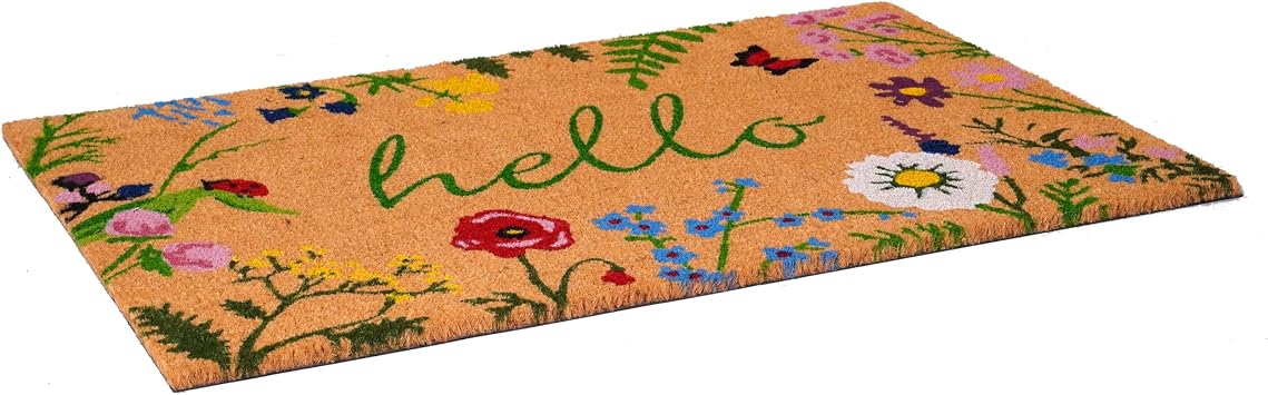 Calloway Mills AZ105992436 Floral Hello Doormat, Front Door Outdoor Floor Mat, 24'' x 36'', Multicolor