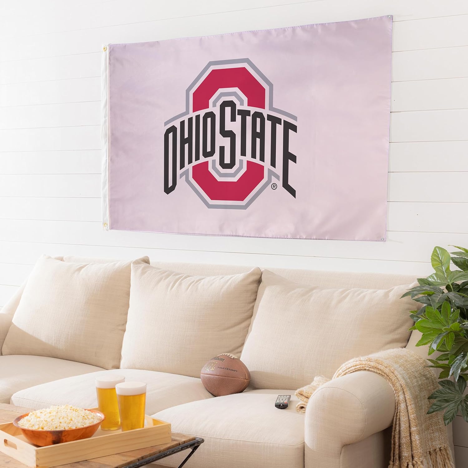 NCAA Ohio State University Flag with Grommets, 3'x5' Ohio State Buckeyes Outdoor College Flags & Banners for Garden Patio Indoor Wall Décor