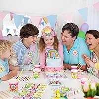 Vista 8 de WorldBazaar Coronas de cumpleaños para niños, paquete de 36 sombreros de feliz cumpleaños con calcomanías de insignia, profesor, aula, escuela