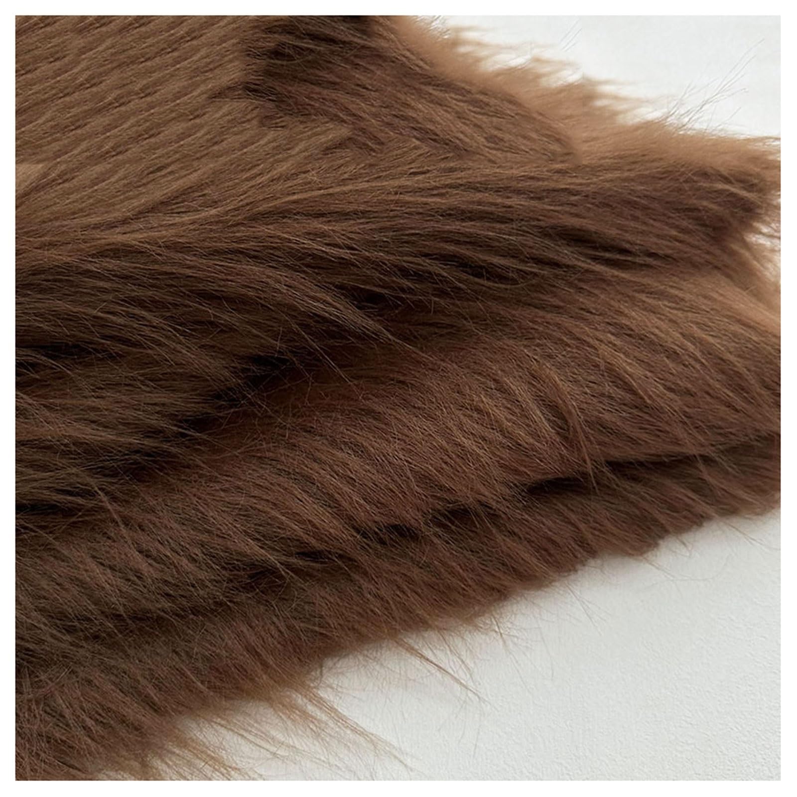 Shaggy Faux Fur Fabric 68 Colors Soft Plush12cm Long Pile Fake Fur Materials Craft Fabric, for Christmas Ornaments, Fursuit, Cosplay, Costume, Gnome Beards, Craft Supply, 50x180cm (Color : Coffee)