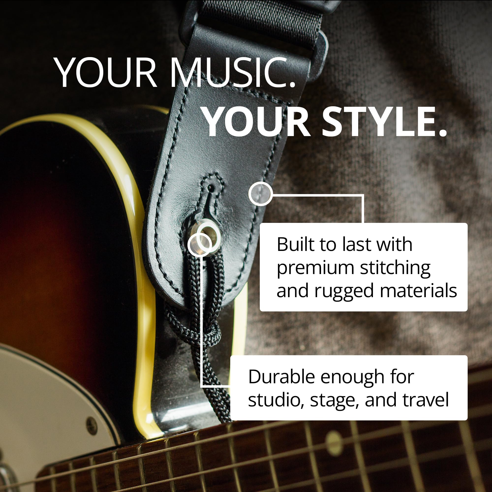 KLIQ AirCell Guitar Strap for Bass & Electric Guitar with 3' Wide Neoprene Pad and Adjustable Length