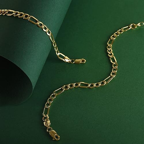 Miniatura 3 de Jewelry Atelier Colección de pulseras de cadena rellenas de oro Pulseras de cadena Figaro de oro amarillo macizo de 14 quilates para mujeres y