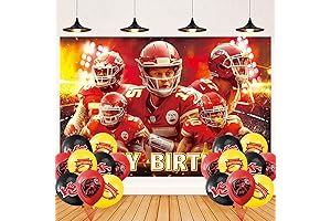 Chiefs Birthday Party Decorations, Chiefs Happy Birthday Banner Backdrop for Chiefs Birthday Party Supplies (5x3ft)